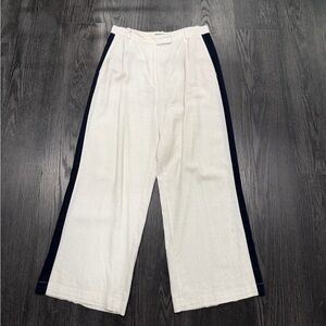 Zara Cream and Black Wide-Leg Trousers